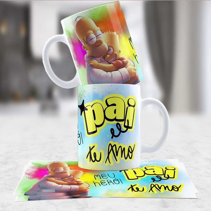 4 Artes para Caneca Dia dos Pais Personagens Arquivo em Jpg 3