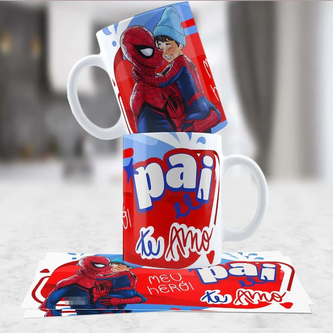 4 Artes para Caneca Dia dos Pais Personagens Arquivo em Jpg 1