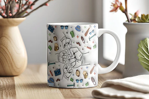 6 Artes para Caneca Dia dos Pais Mãos Inflados Arquivo em Jpg