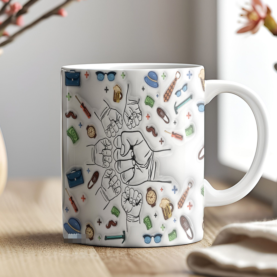 6 Artes para Caneca Dia dos Pais Mãos Inflados Arquivo em Jpg 5