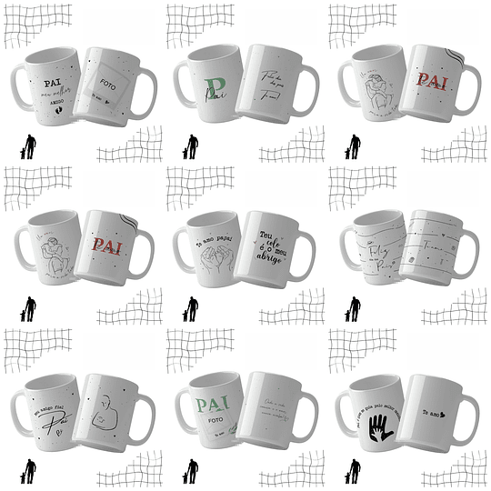 28 Artes para Caneca e Azulejo Dia dos Pais Minimalista Arquivo Editável