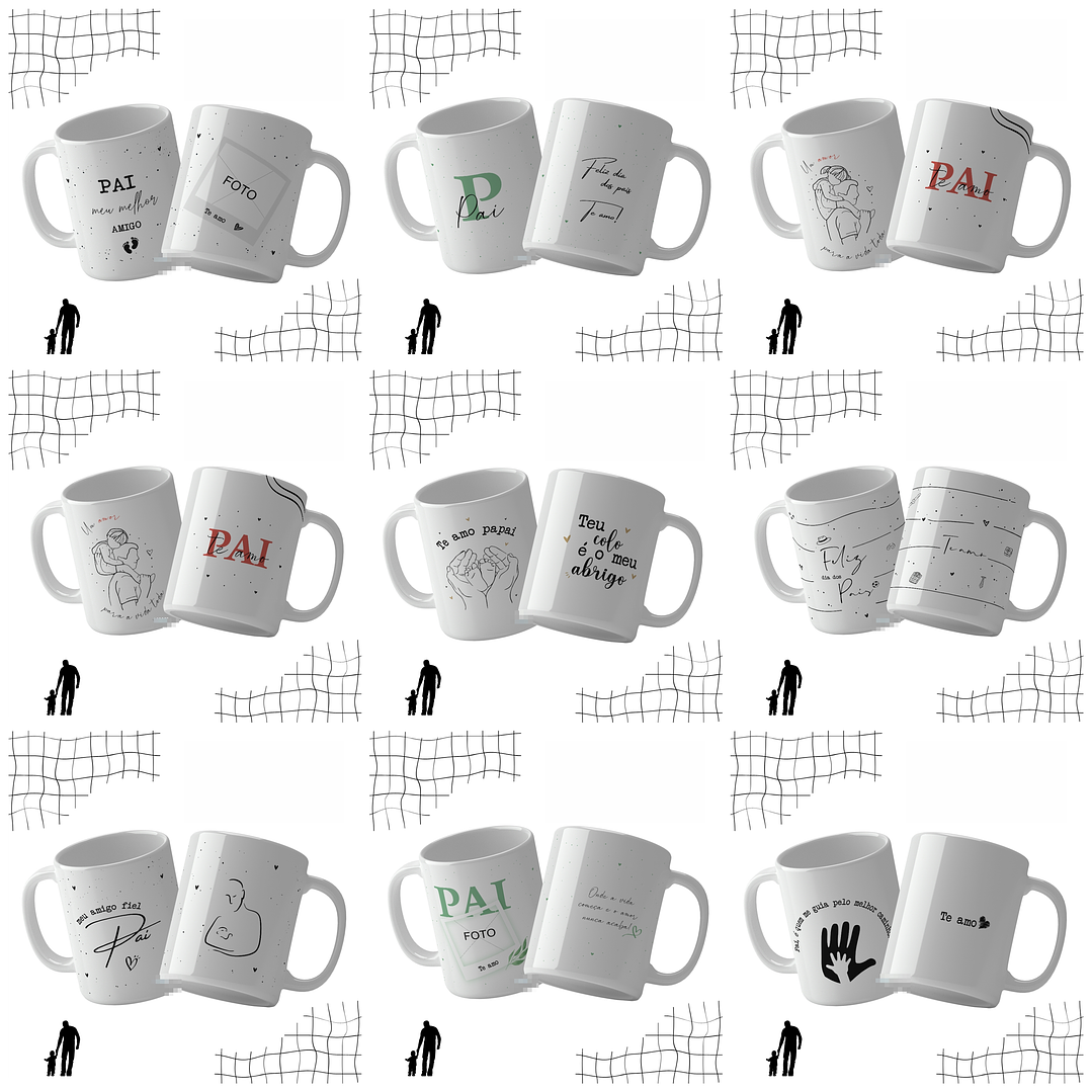 28 Artes para Caneca e Azulejo Dia dos Pais Minimalista Arquivo Editável 1