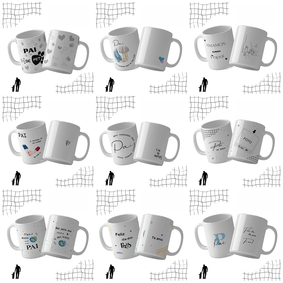 28 Artes para Caneca e Azulejo Dia dos Pais Minimalista Arquivo Editável 2