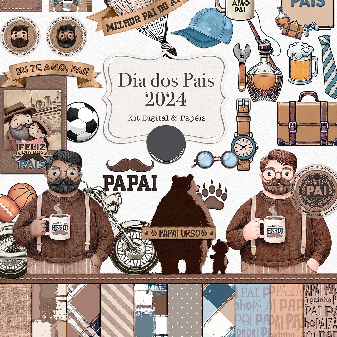 Combo 4 em 1 Kit Digital Dia dos Pais Lançamento em Png 9