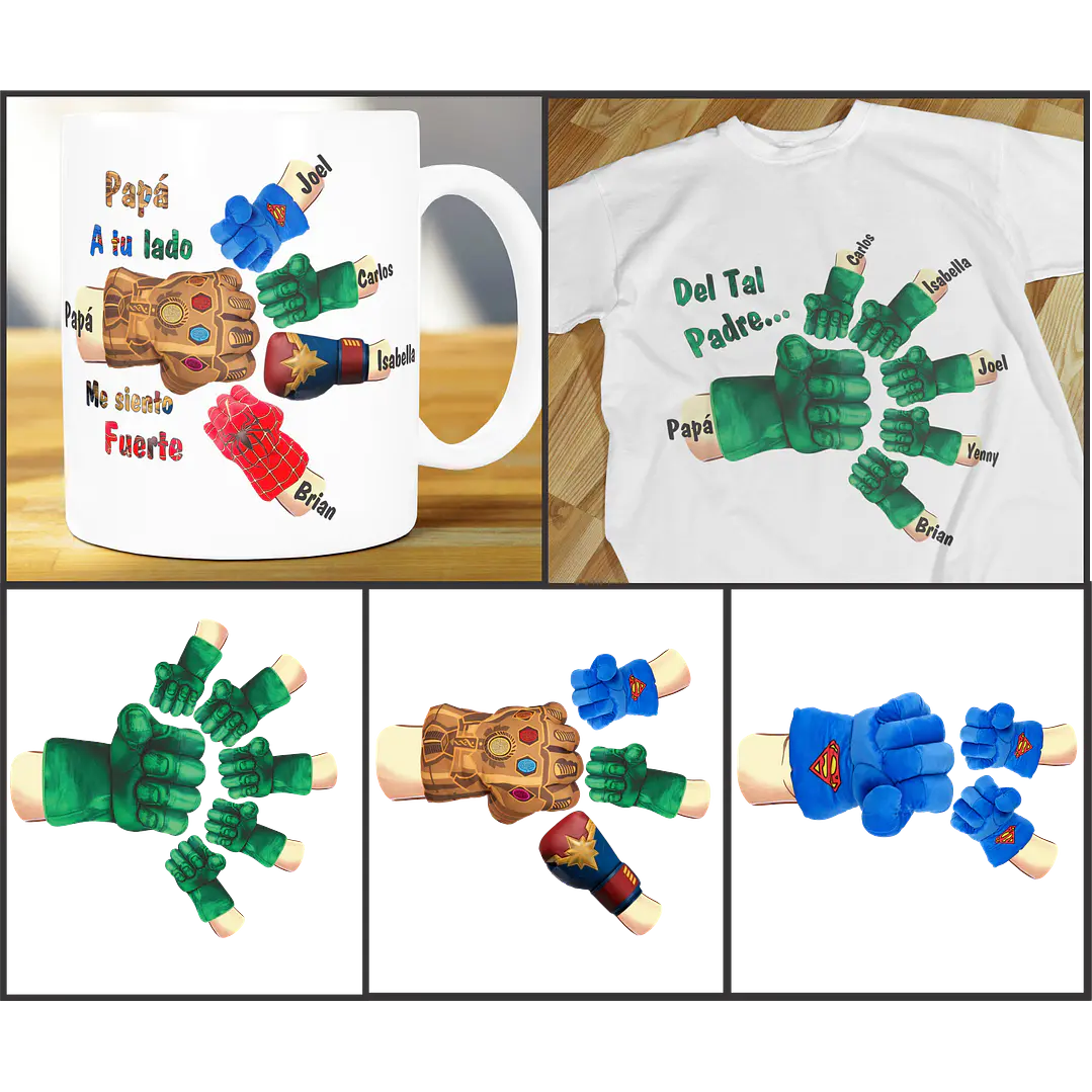 Kit Digital Dia dos Pais Mãozinhas Super Herois e outras em Png  3