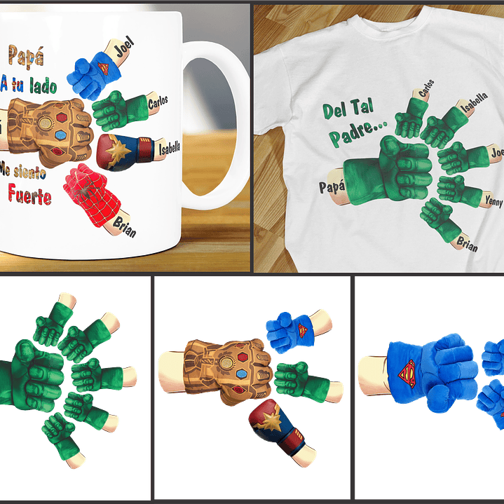 Kit Digital Dia dos Pais Mãozinhas Super Herois e outras em Png  3