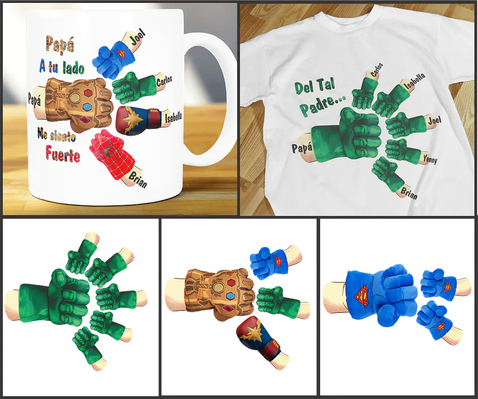 Kit Digital Dia dos Pais Mãozinhas Super Herois e outras em Png  3