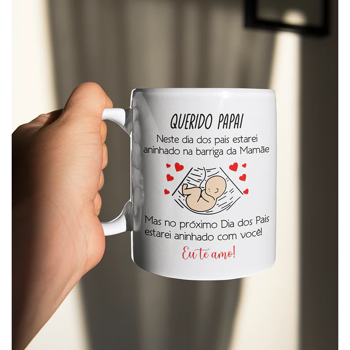 Arte Caneca Querido Papai neste dia dos pais estarei aninhado na barriga da mamãe Arquivo em Jpg 1