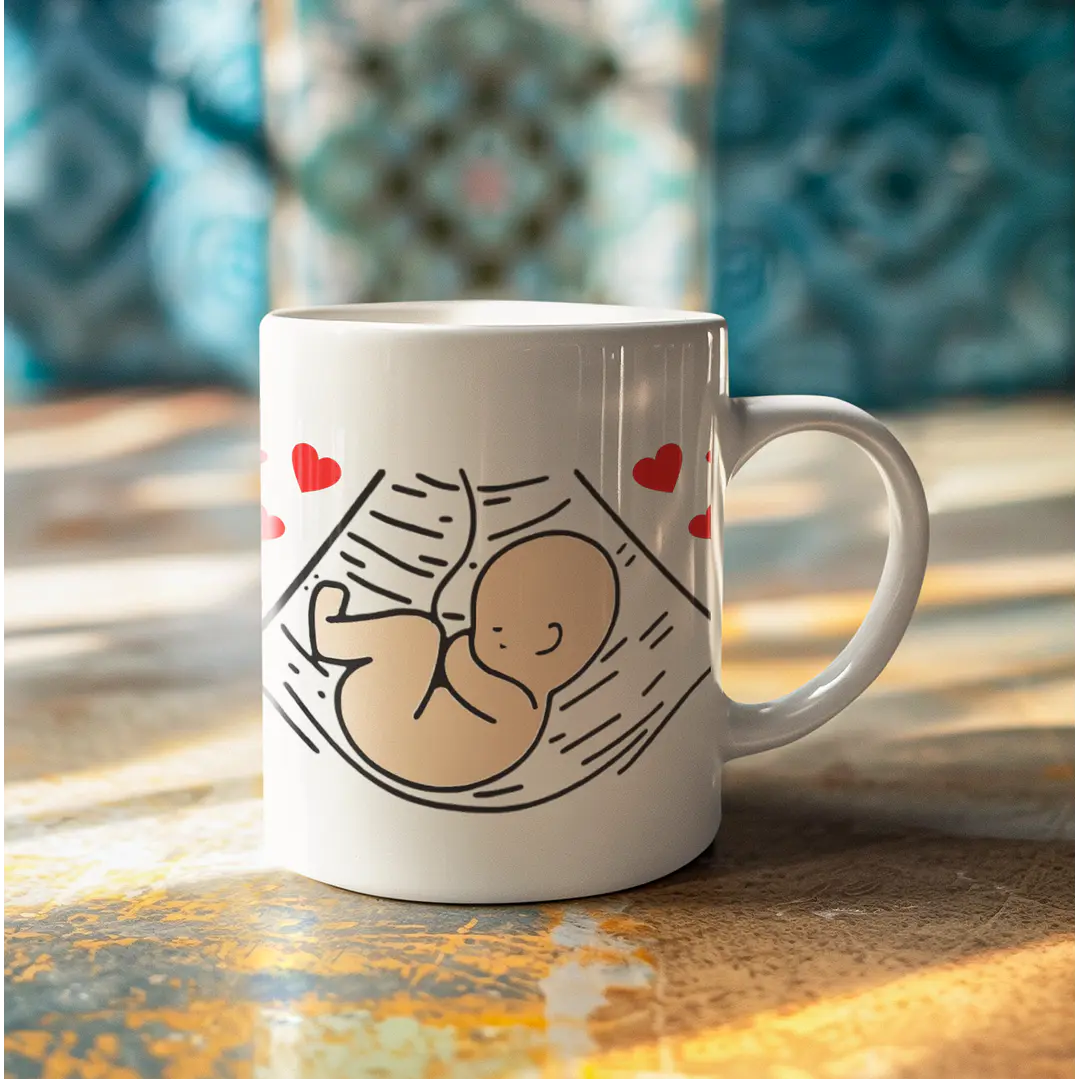Arte Caneca Querido Papai neste dia dos pais estarei aninhado na barriga da mamãe Arquivo em Jpg 2