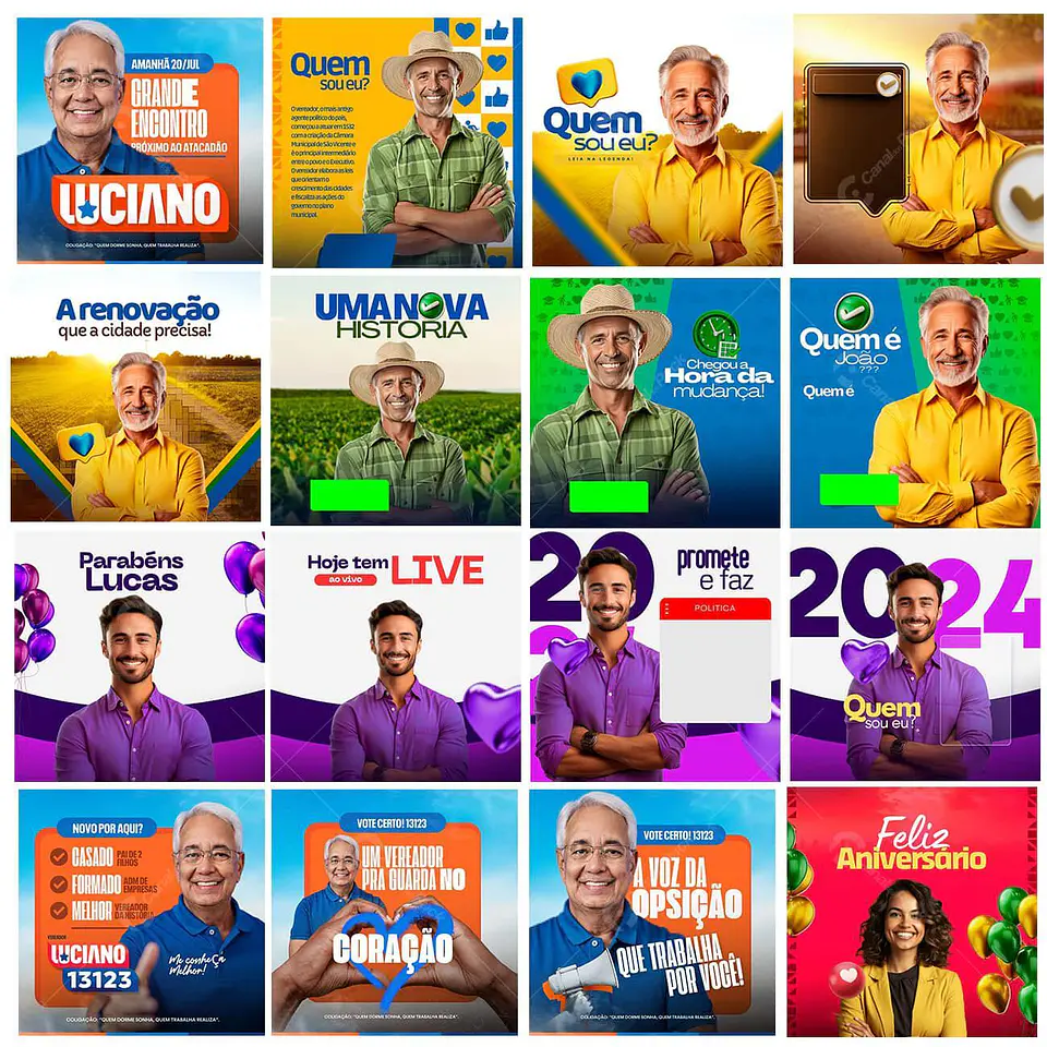 Pack Canva Arte Politica 2.0 Campanha Eleitoral, Eleições, Político Editáveis 2