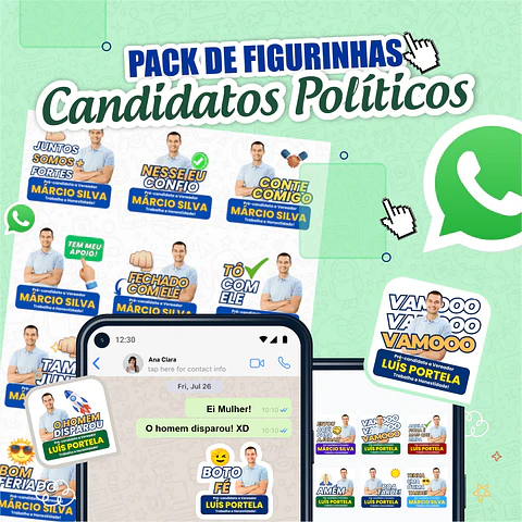 Pack de Figurinhas para Candidatos Políticos Editáveis Canva 