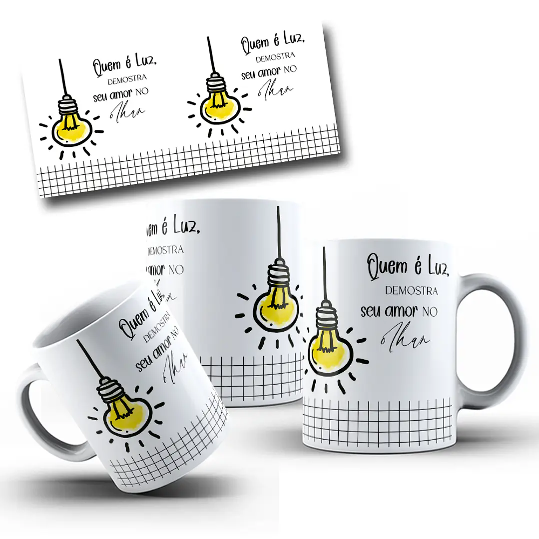 9 Artes para Caneca Frase Motivacional Seja Luz Arquivo Editável  5