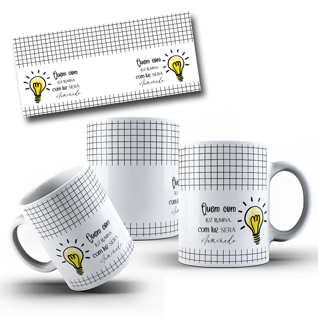 9 Artes para Caneca Frase Motivacional Seja Luz Arquivo Editável  6