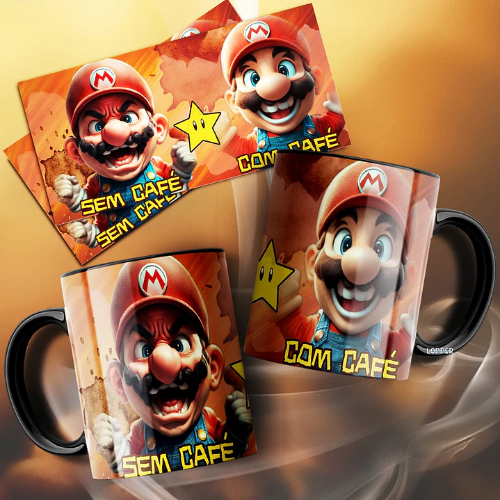 10 Artes para Caneca Com Café e Sem Café Personagens Arquivo Editável  4