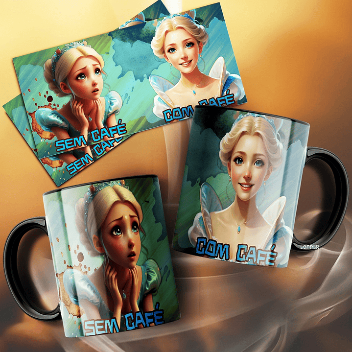 10 Artes para Caneca Com Café e Sem Café Personagens Arquivo Editável  8