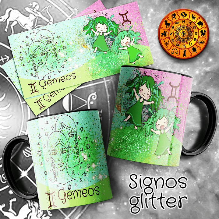 12 Artes para Caneca Signos Glitter Arquivo em Jpg  7