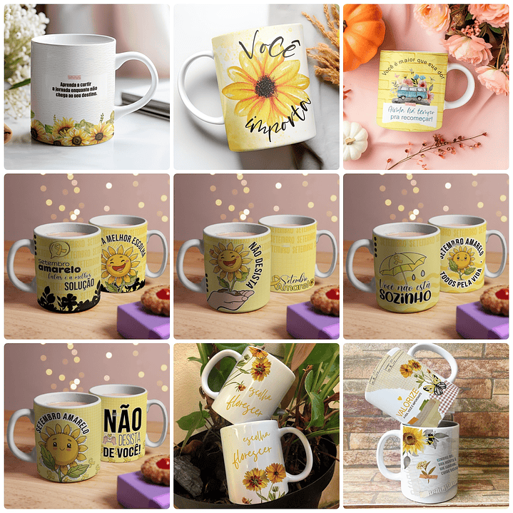 14 Artes para Caneca e Camisa Setembro Amarelo Arquivo Editável  3
