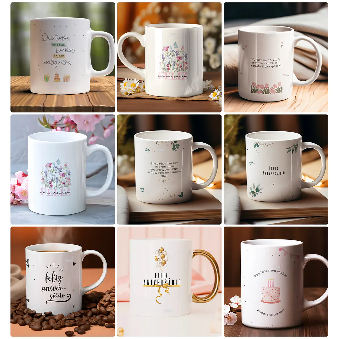 19 Artes para Caneca Aniversário Arquivo Editável 2