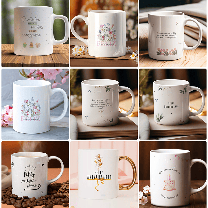 19 Artes para Caneca Aniversário Arquivo Editável 2