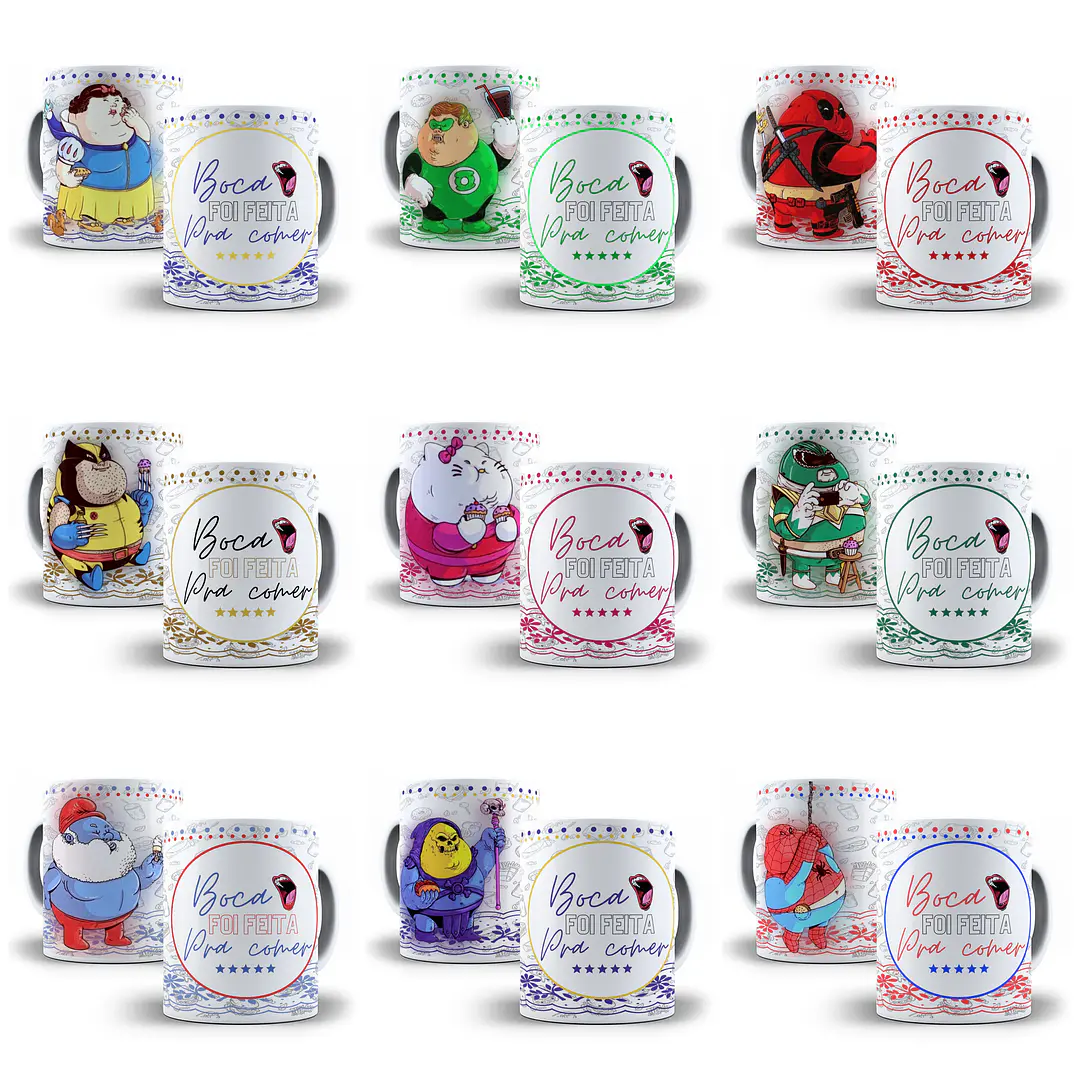 23 Artes para Caneca Fofinhos Boca Feita pra comer Arquivo Editável  1