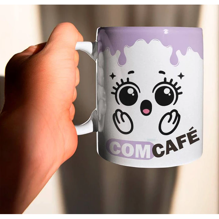 6 Artes para Caneca Carinhas Com Café Sem Café Arquivo Editável 1