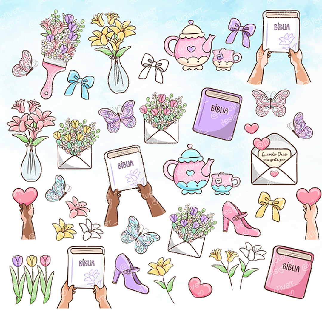 Kit Digital Linda Mulher Cristã Arquivos em Png  8