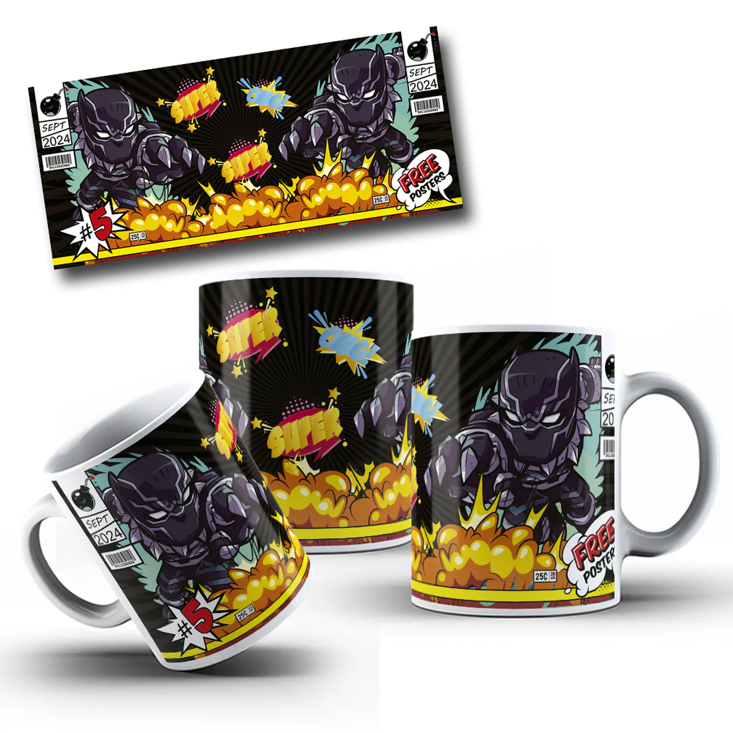 10 Artes para Caneca Heróis Personagens Arquivo Editável  10