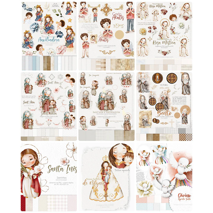 Kit Digital Santinhos em Aquarela Arquivos em Png   1