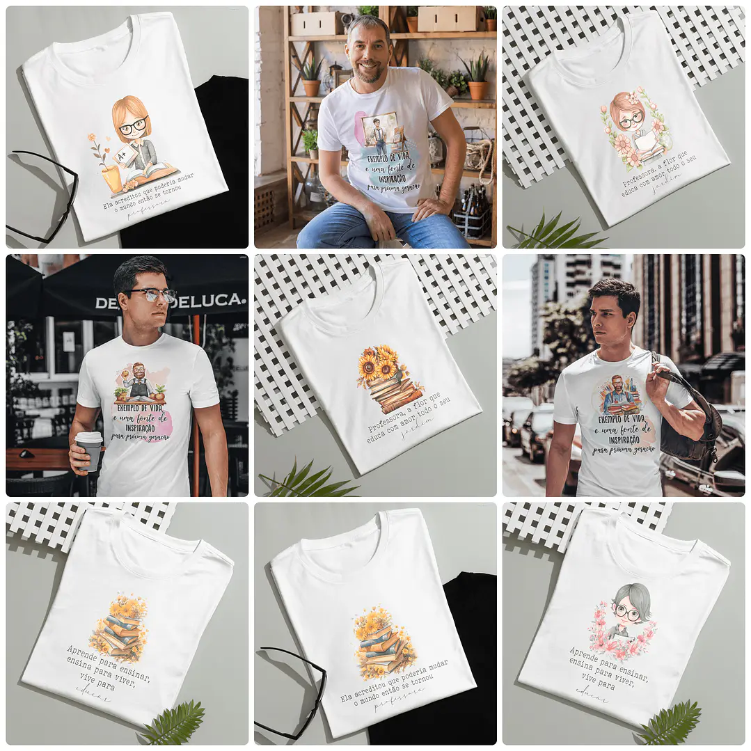31 Artes para Caneca e Camisa Dia dos Professores Arquivo Editável 2