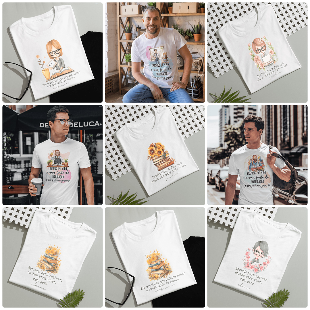 31 Artes para Caneca e Camisa Dia dos Professores Arquivo Editável 2