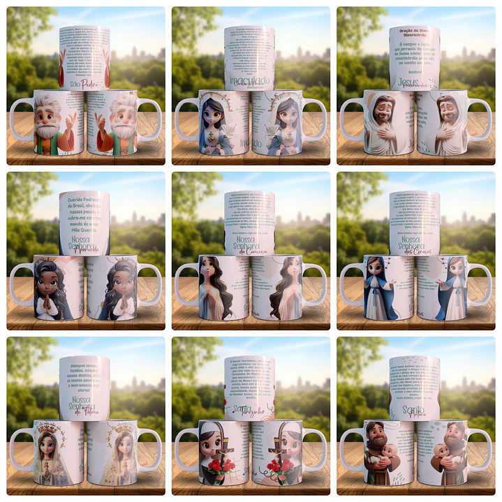 10 Artes para Caneca Santinhos Arquivo Editável 1