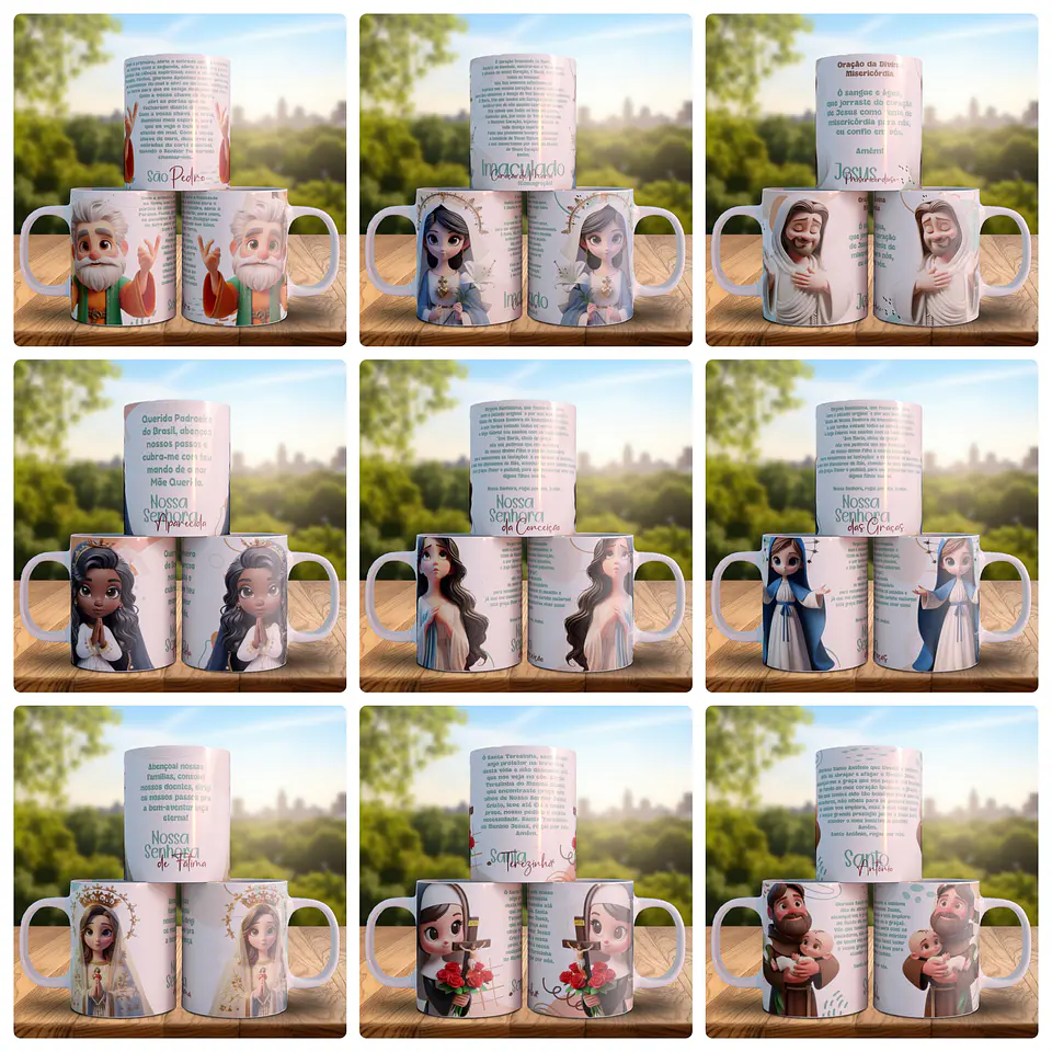 10 Artes para Caneca Santinhos Arquivo Editável 1