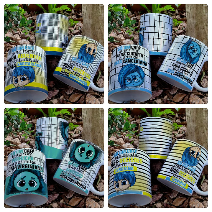 12 Artes para Caneca Divertidamente Café Signos Arquivo Editável 1