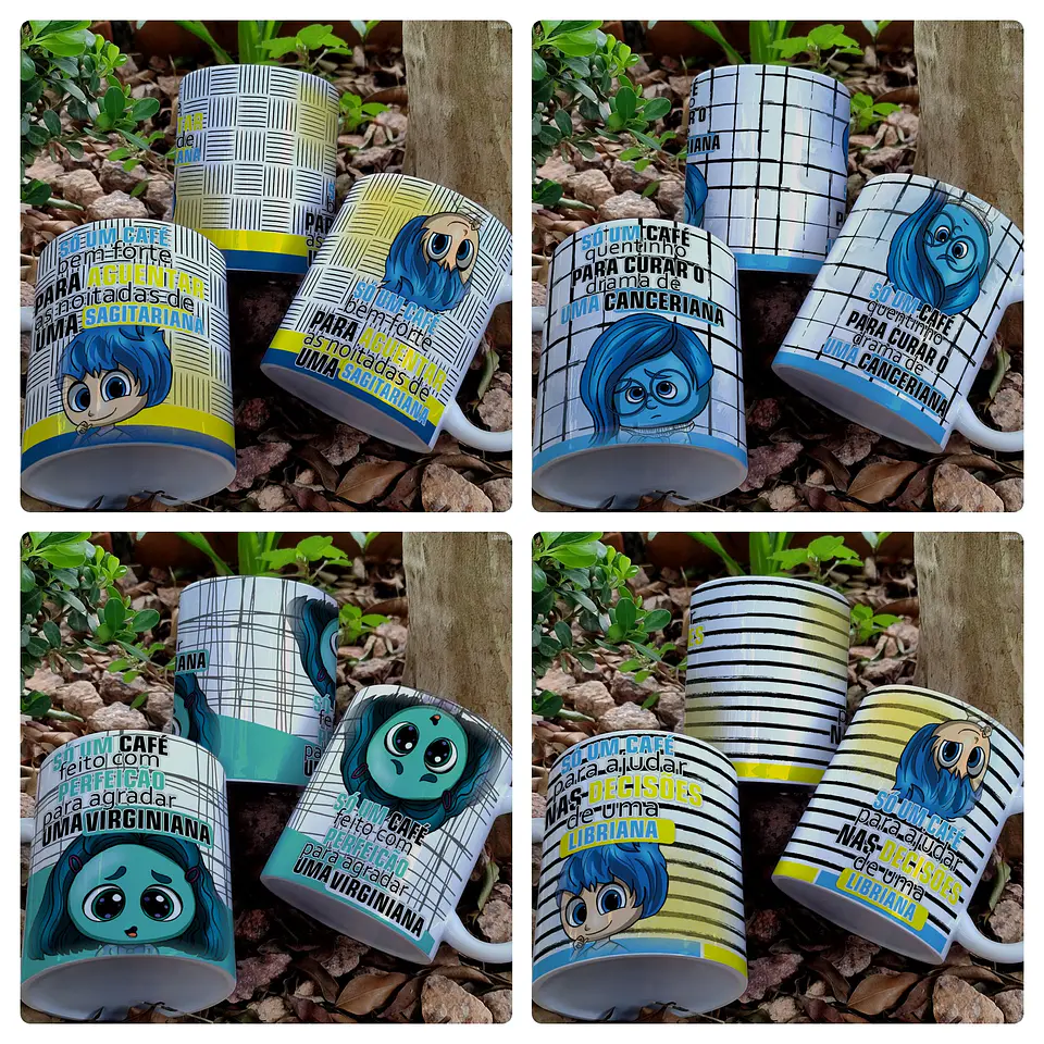 12 Artes para Caneca Divertidamente Café Signos Arquivo Editável 1