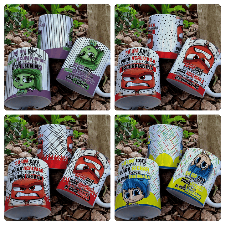 12 Artes para Caneca Divertidamente Café Signos Arquivo Editável 2