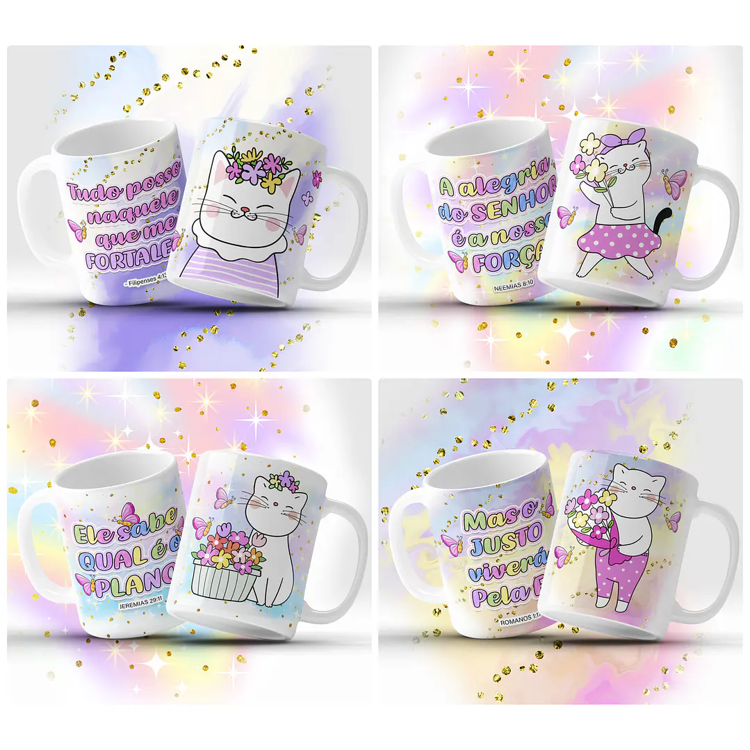 12 Artes para Caneca Gatinhos Fofinhos Arquivo em Jpg 1