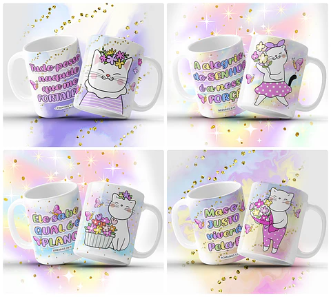 12 Artes para Caneca Gatinhos Fofinhos Arquivo em Jpg