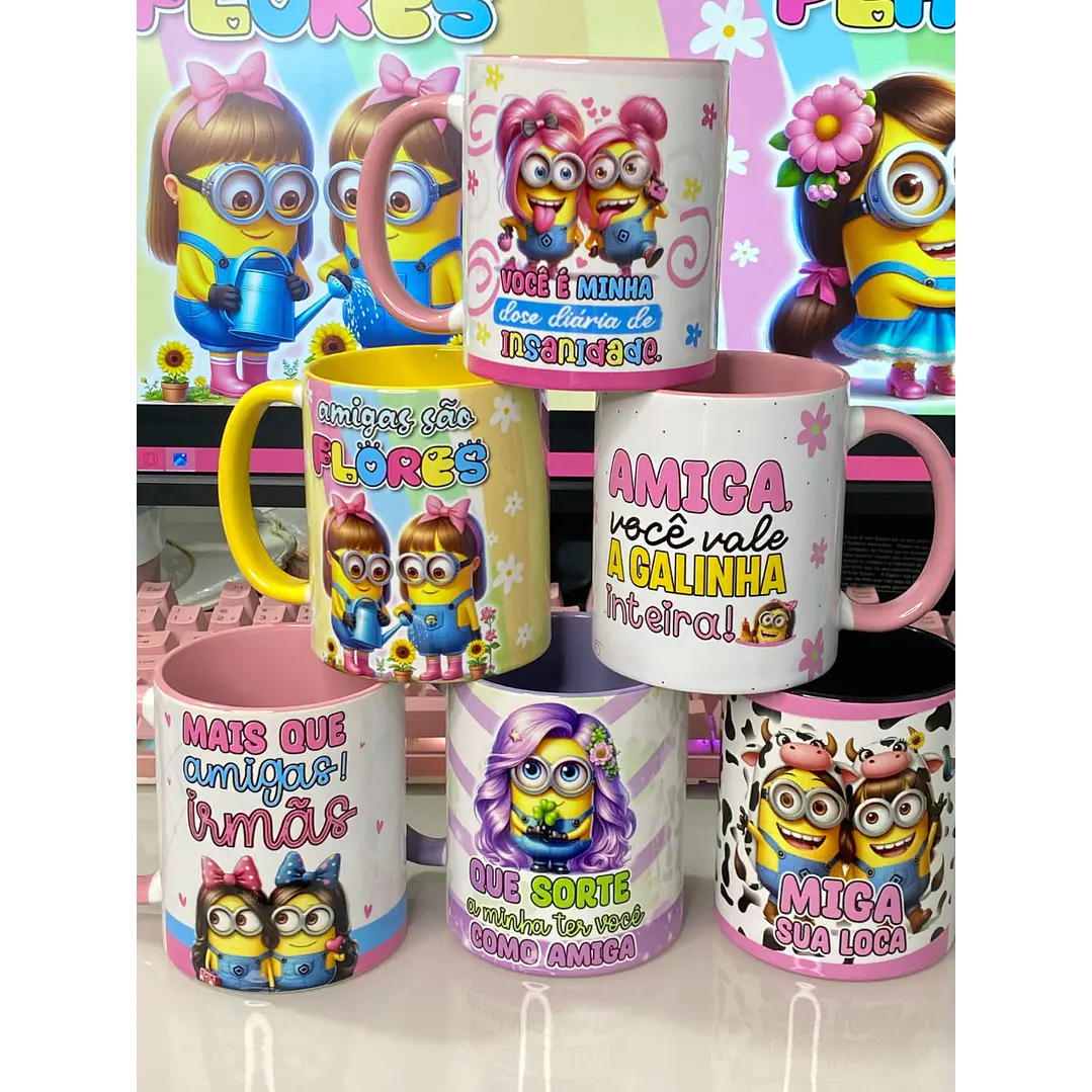 14 Artes para Caneca Minions Amigas Amizade Arquivo em Jpg 1