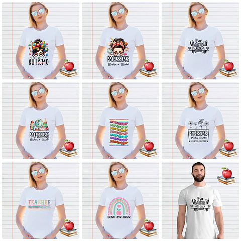 20 Artes para Camisa Dia dos Professores Arquivo em Png