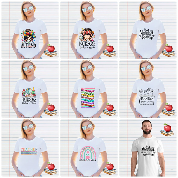 20 Artes para Camisa Dia dos Professores Arquivo em Png 1
