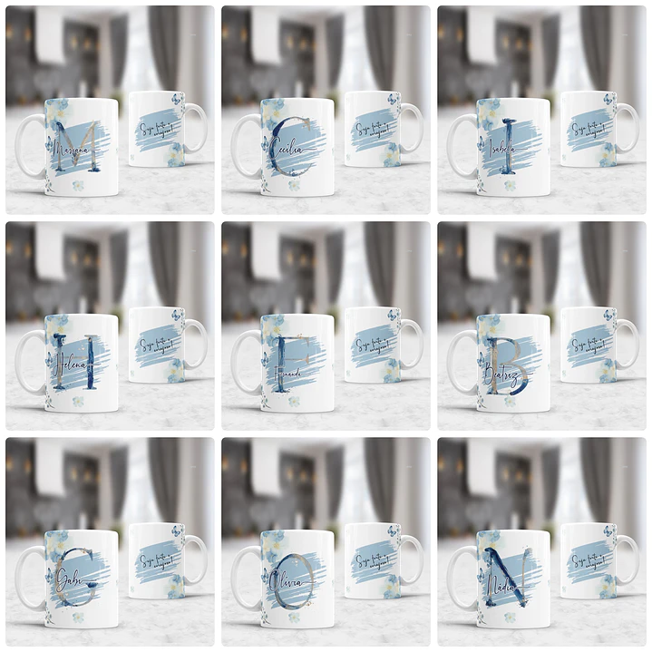 26 Artes para Canecas Alfabeto Azul Arquivo em CorelDraw  1