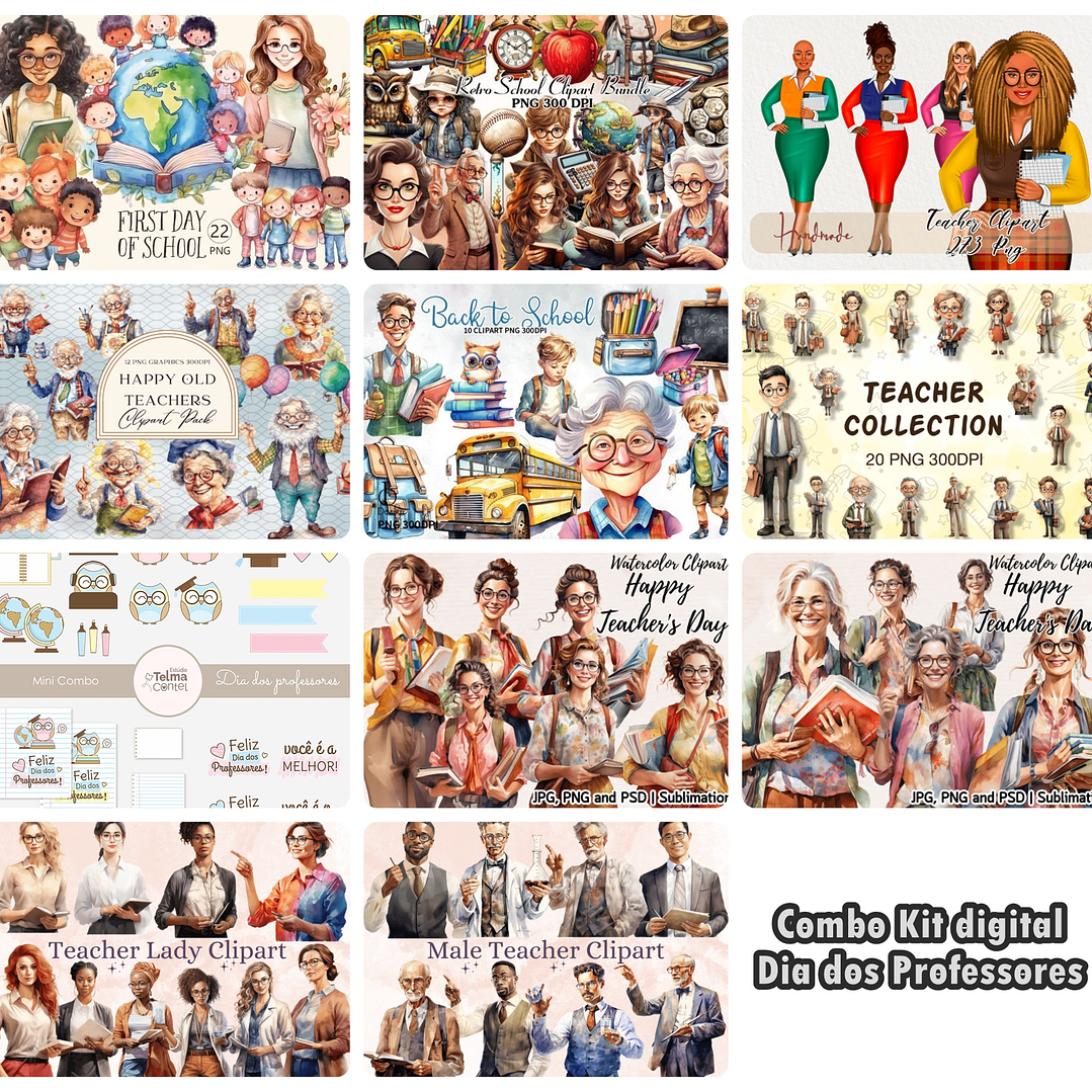 Kit Digital Dia dos Professores Arquivos em Png   1