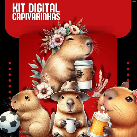 Kit Digital Capivara Arquivos em Png