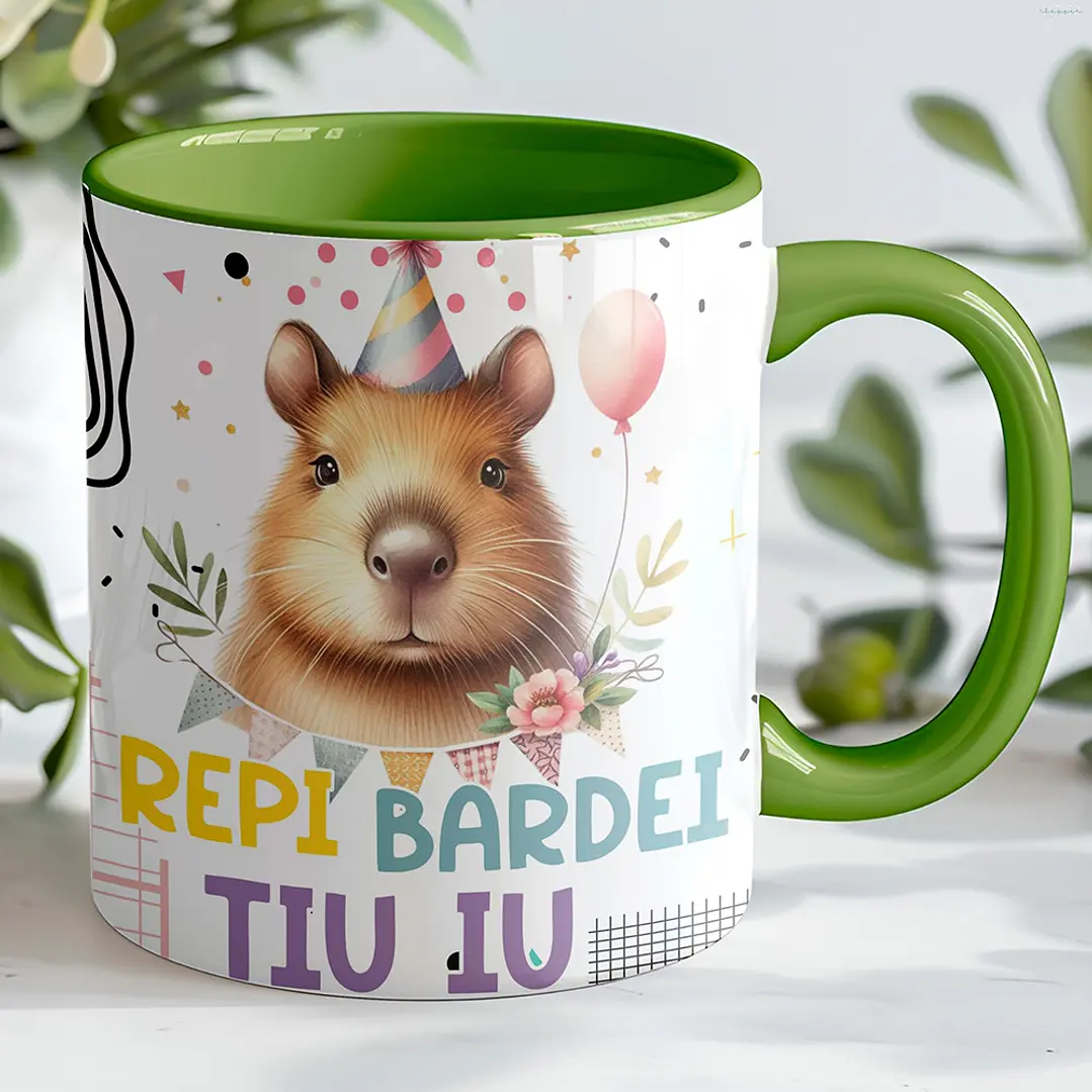 9 Artes para Canecas Capivara Aniversário Arquivo Editável 1