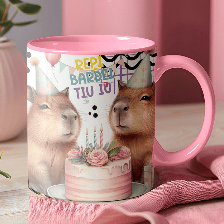 9 Artes para Canecas Capivara Aniversário Arquivo Editável 3
