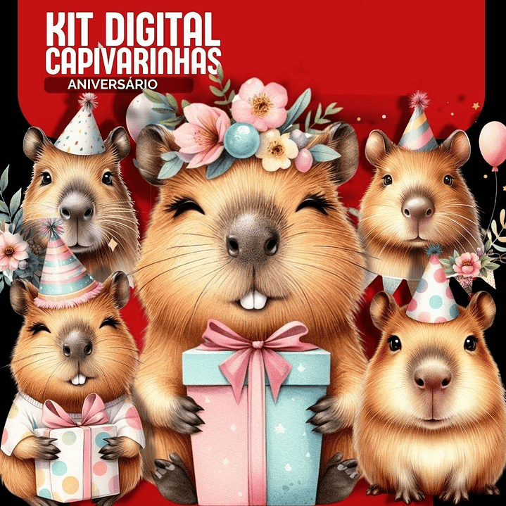 9 Artes para Canecas Capivara Aniversário Arquivo Editável 12