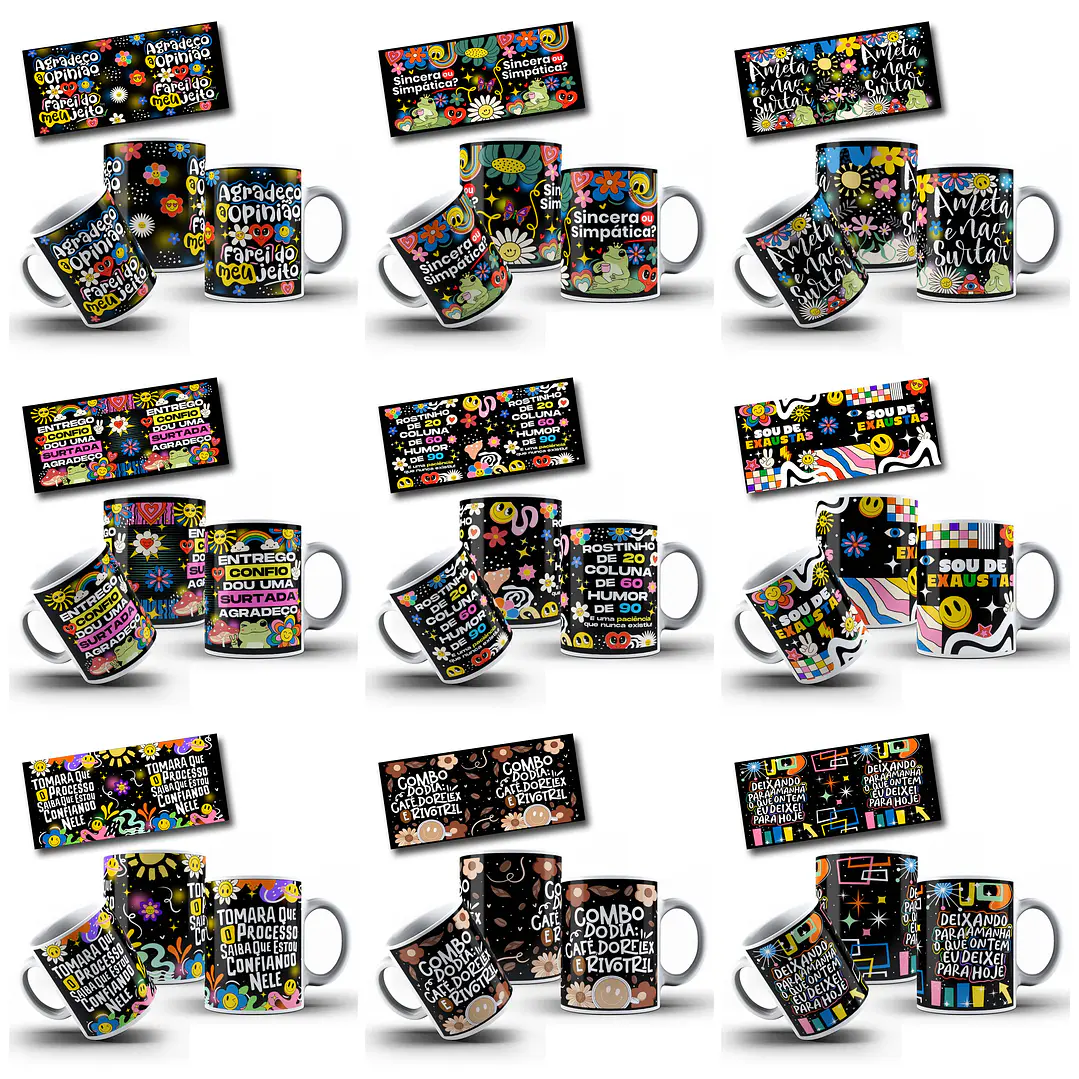 32 Artes para Canecas Vibes Frases V3 Arquivo em Jpg 2