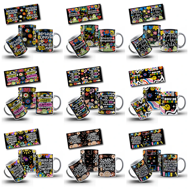 32 Artes para Canecas Vibes Frases V3 Arquivo em Jpg 2