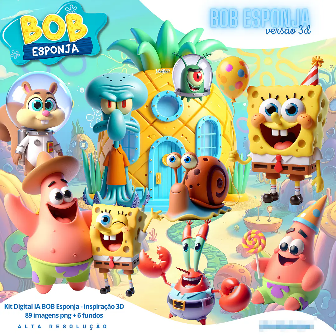 Kit Digital Bob Esponja em Png  1