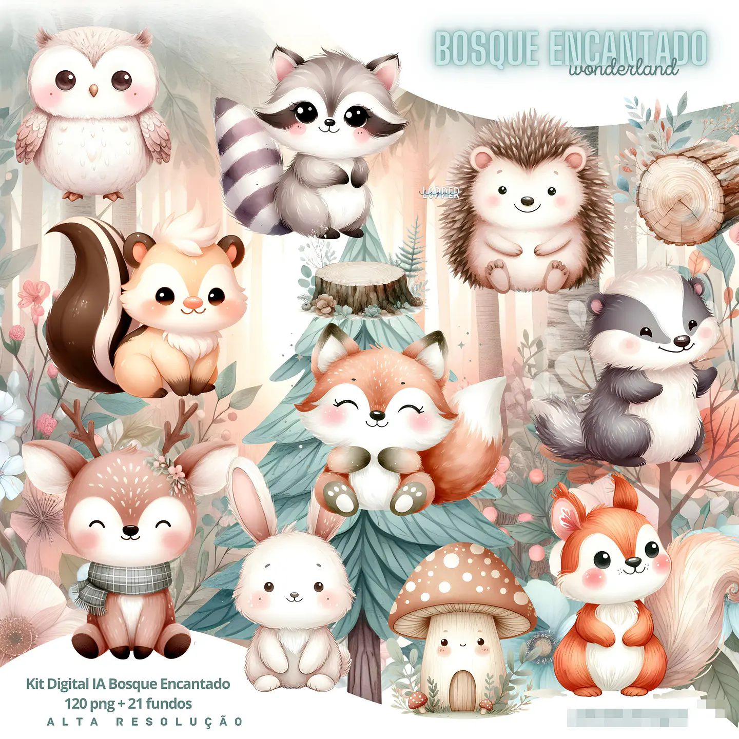 Kit Digital Bosque Encantado em Png  1
